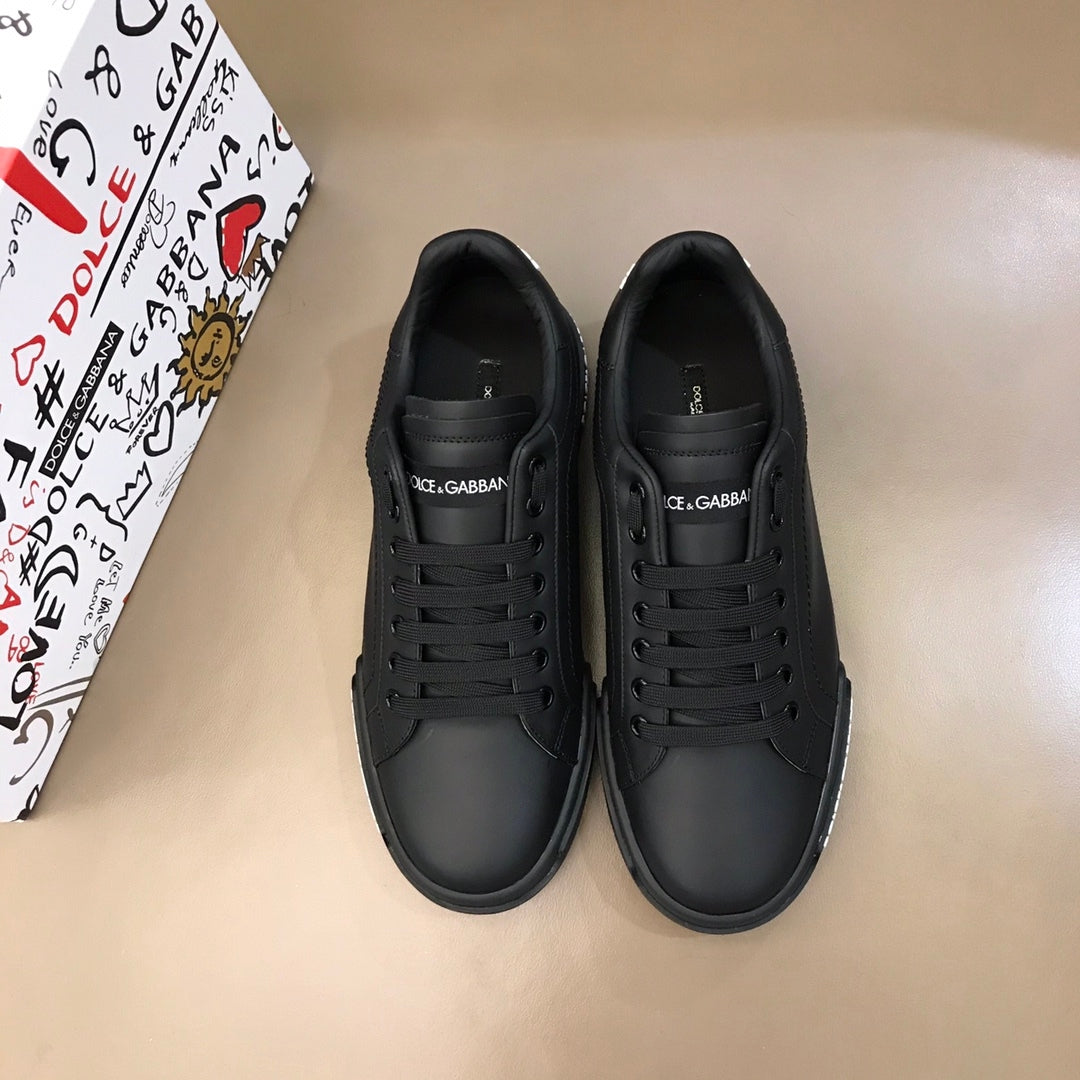 Tenis DG Portofino Couro Liso Preto