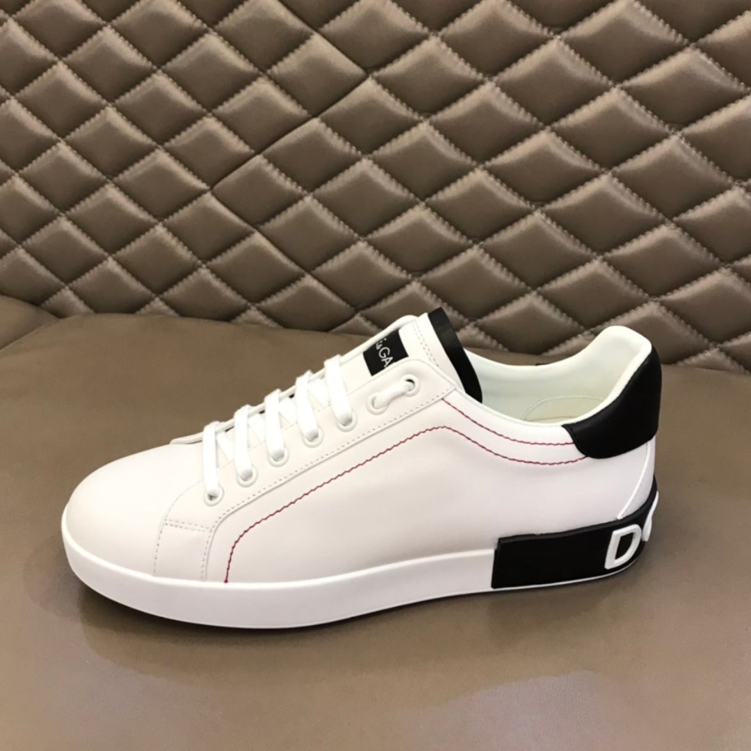 Tenis DG Portofino Couro Branco com preto